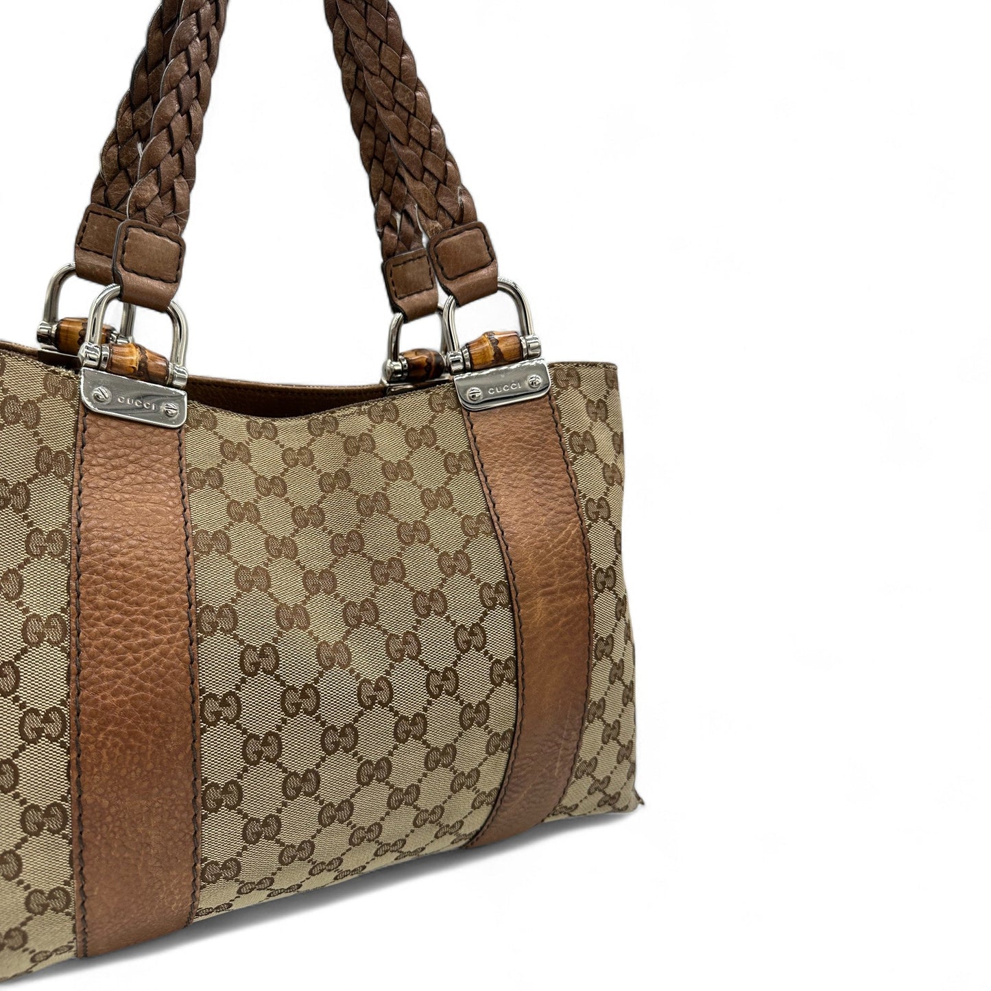 Vintage Gucci Bamboo Monogram Large Tote Shoulder Bag - Thanks it's Vintage