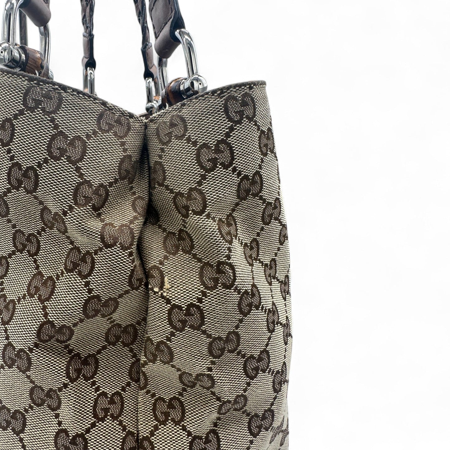 Vintage Gucci Bamboo Monogram Large Tote Shoulder Bag - Thanks it's Vintage