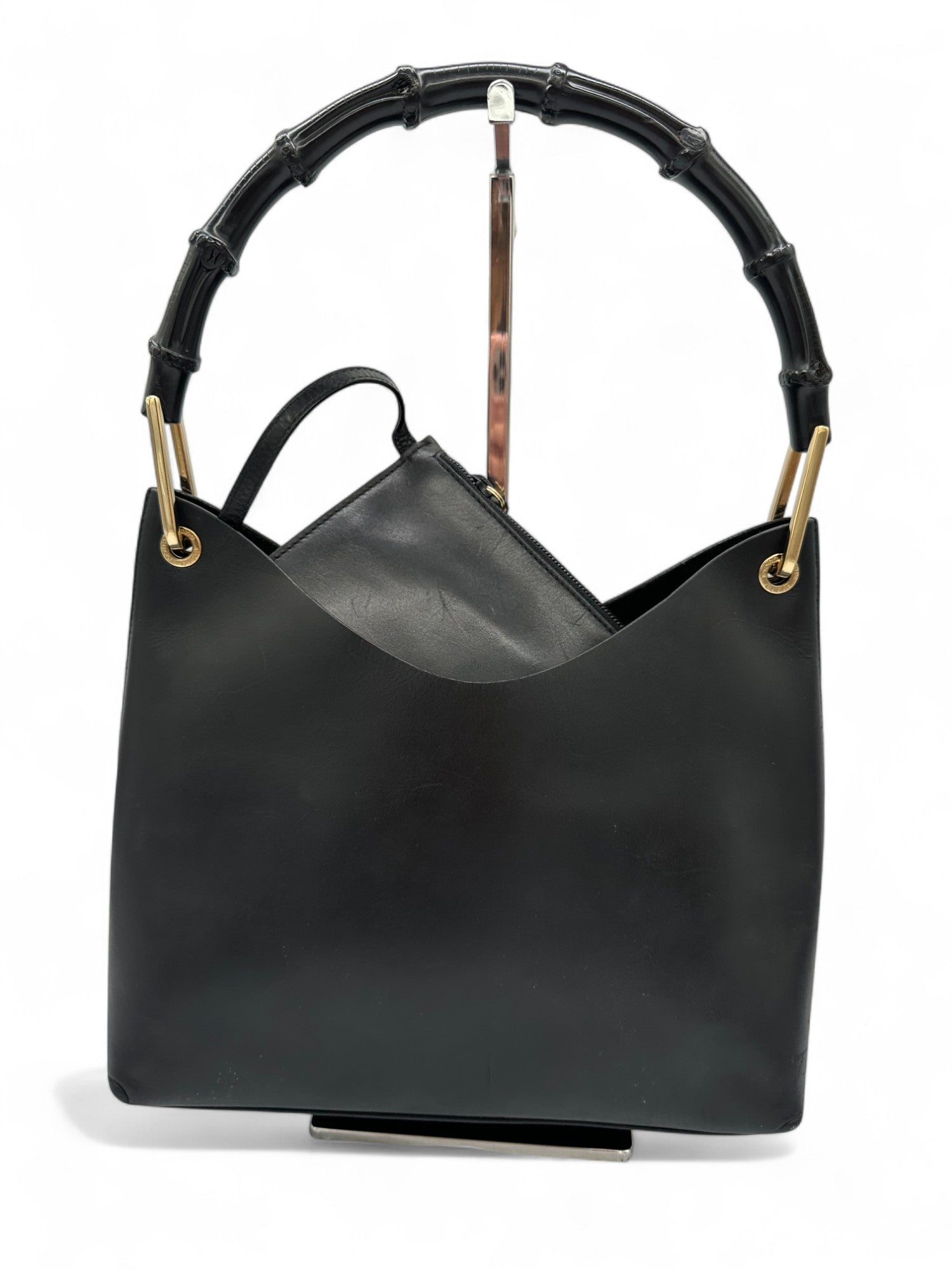 Vintage Gucci Black Leather Bamboo Shoulder Bag - Thanks it's Vintage