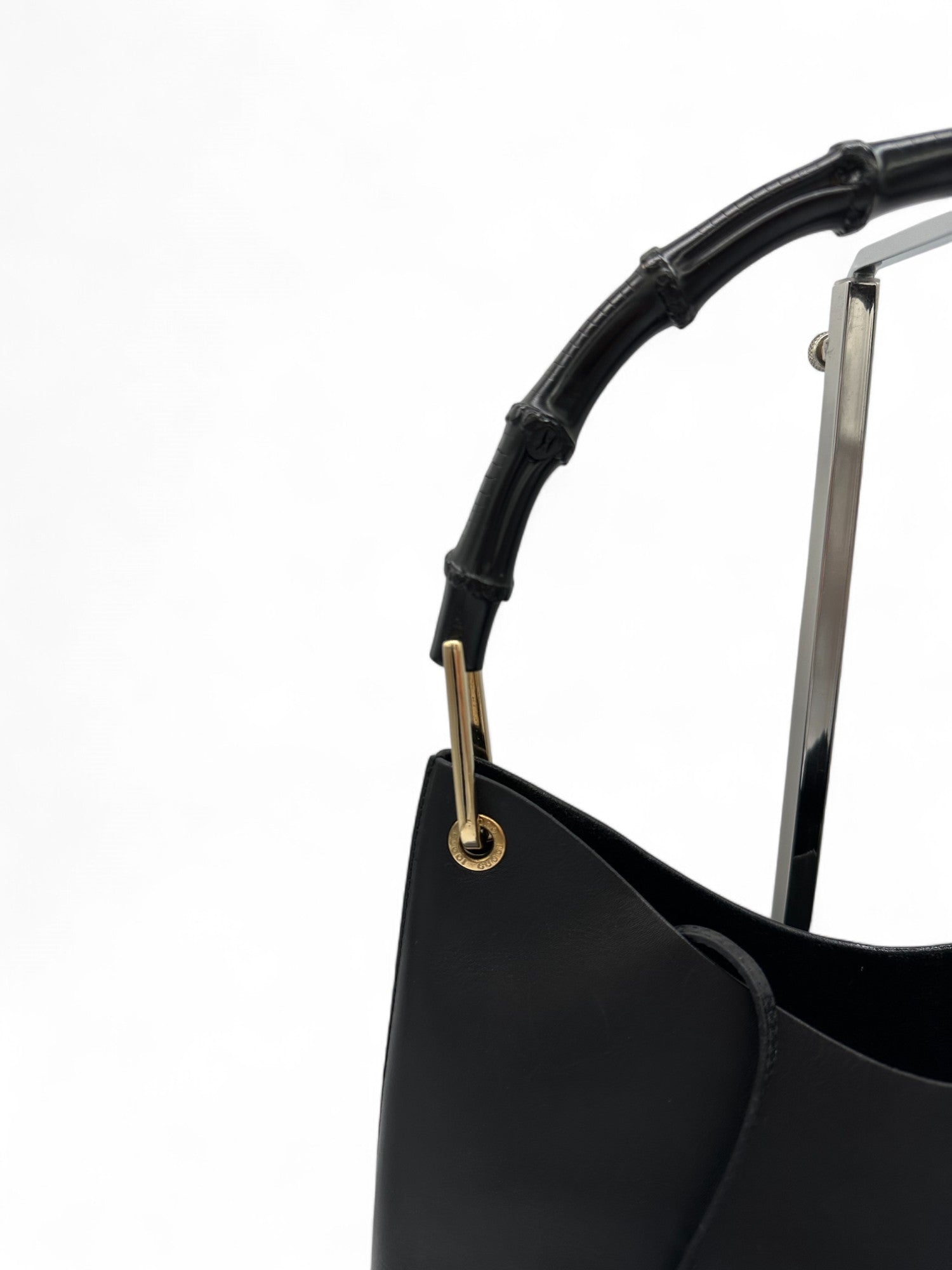 Vintage Gucci Black Leather Bamboo Shoulder Bag - Thanks it's Vintage