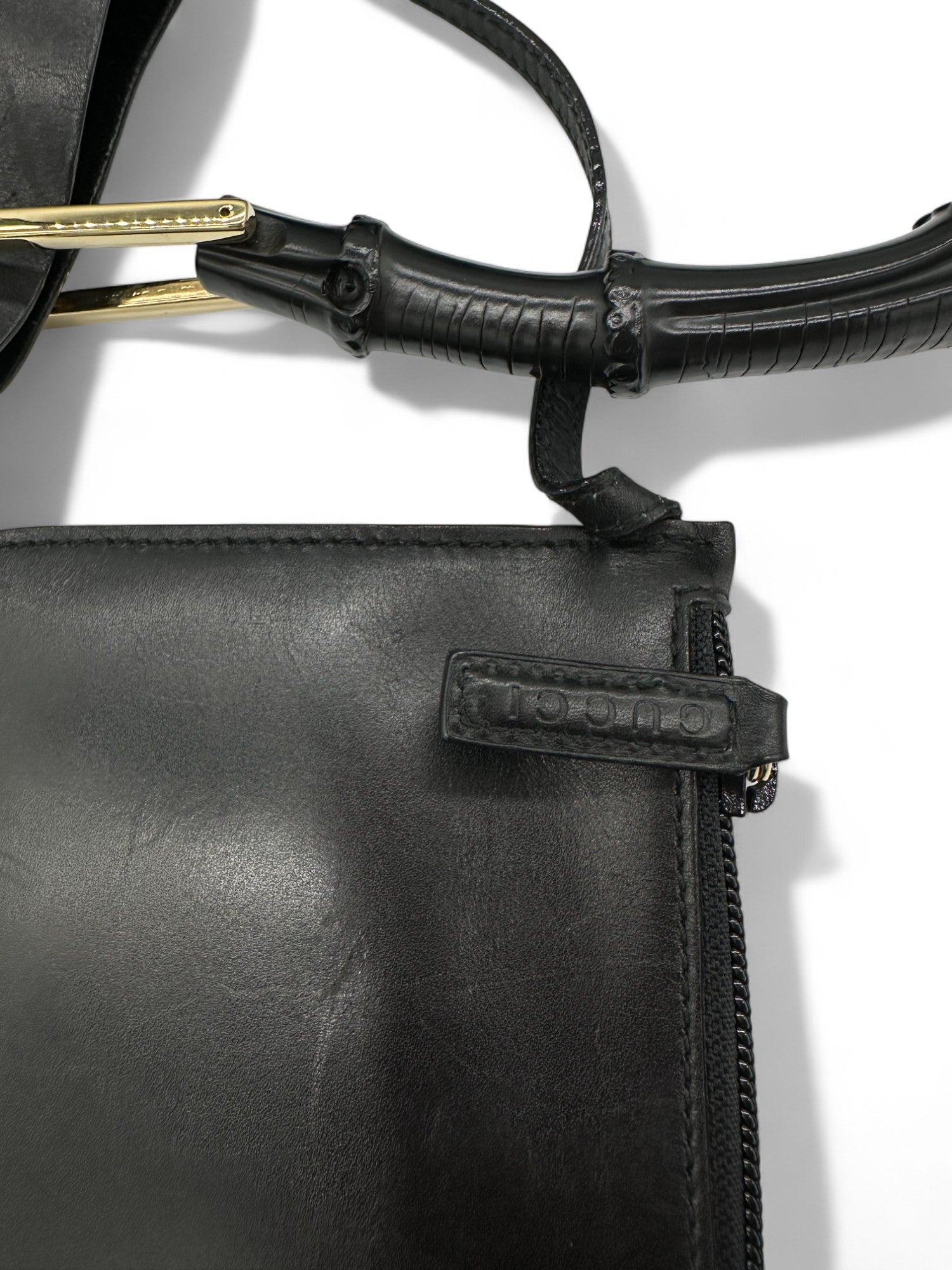 Vintage Gucci Black Leather Bamboo Shoulder Bag - Thanks it's Vintage