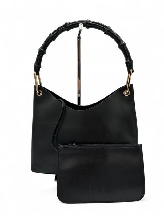Vintage Gucci Black Leather Bamboo Shoulder Bag - Thanks it's Vintage
