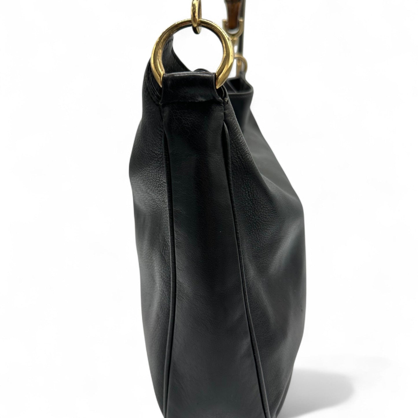 Vintage Gucci Black Leather Bamboo Shoulder Bag - Thanks it's Vintage