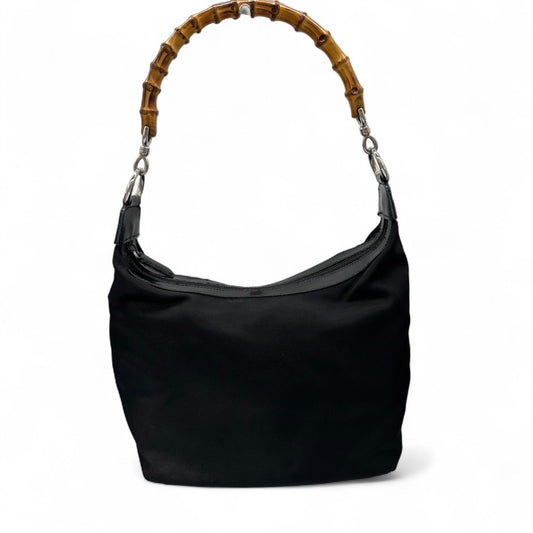 Vintage Gucci Black Nylon Bamboo Shoulder Bag - Thanks it's Vintage