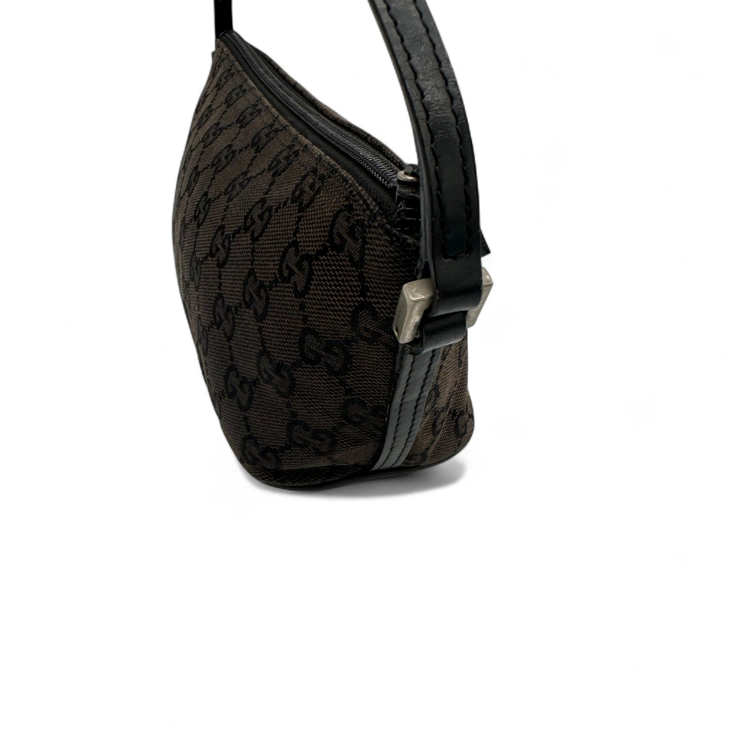 Vintage Gucci Boat Pochette Shoulder Bag in Black GG Monogram - Thanks it's Vintage