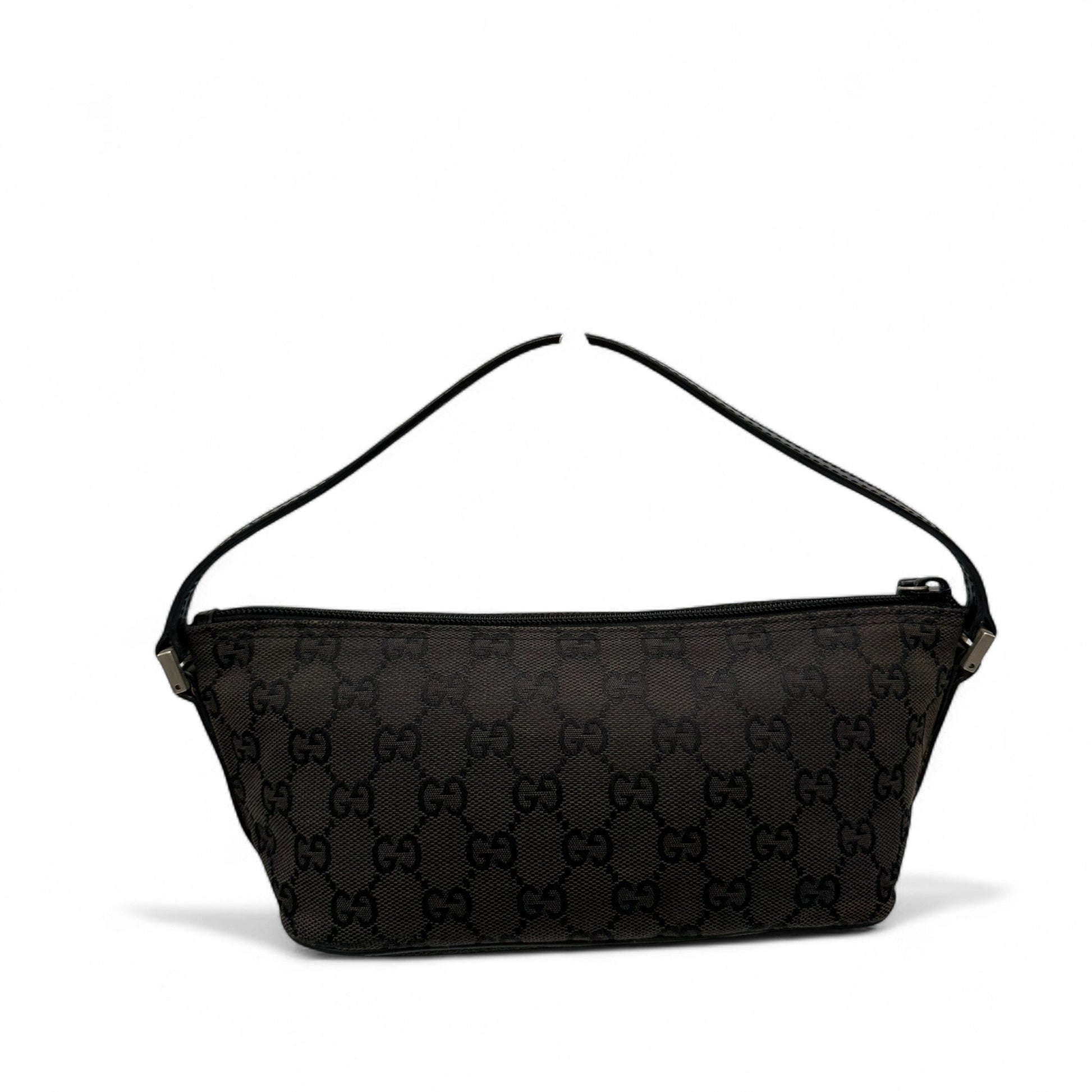 Vintage Gucci Boat Pochette Shoulder Bag in Black GG Monogram - Thanks it's Vintage