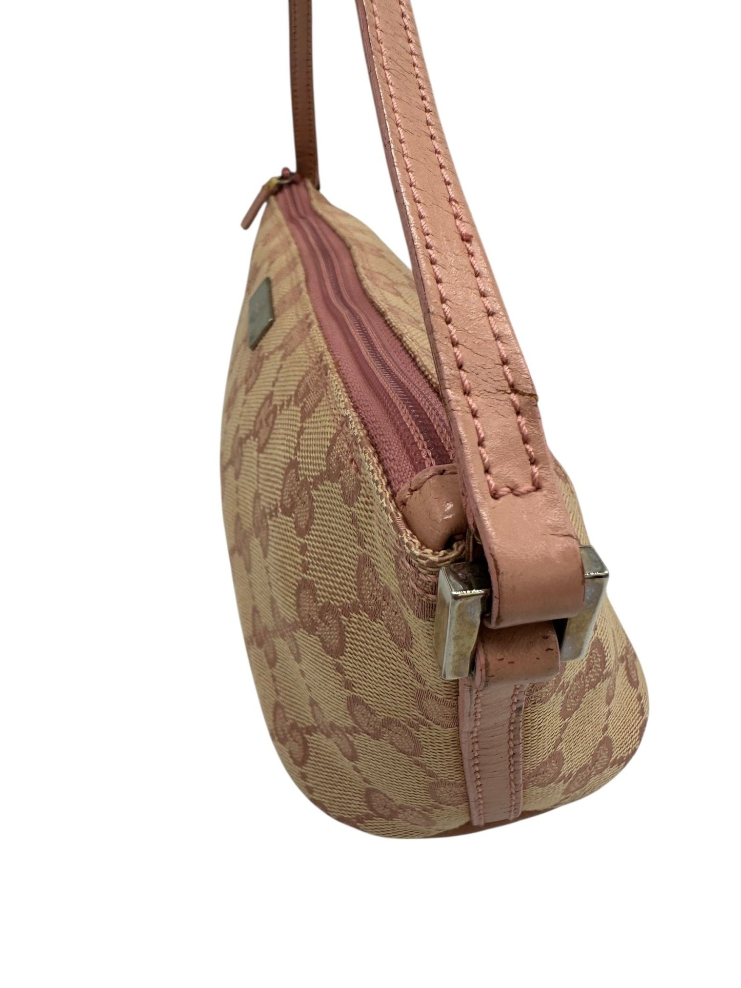 Vintage Gucci Boat Pochette Shoulder Bag in Pink GG Monogram - Thanks it's Vintage
