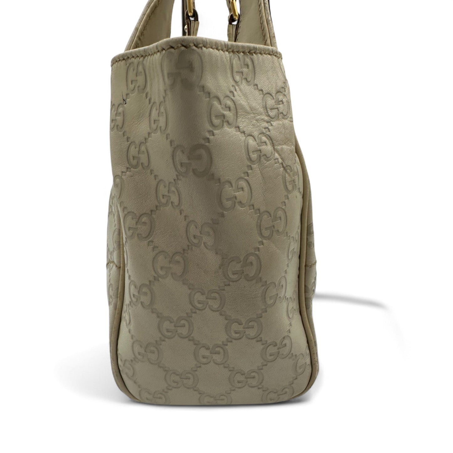 Vintage Gucci Cream Embossed GG Monogram Leather Jackie Bardot - Thanks it's Vintage