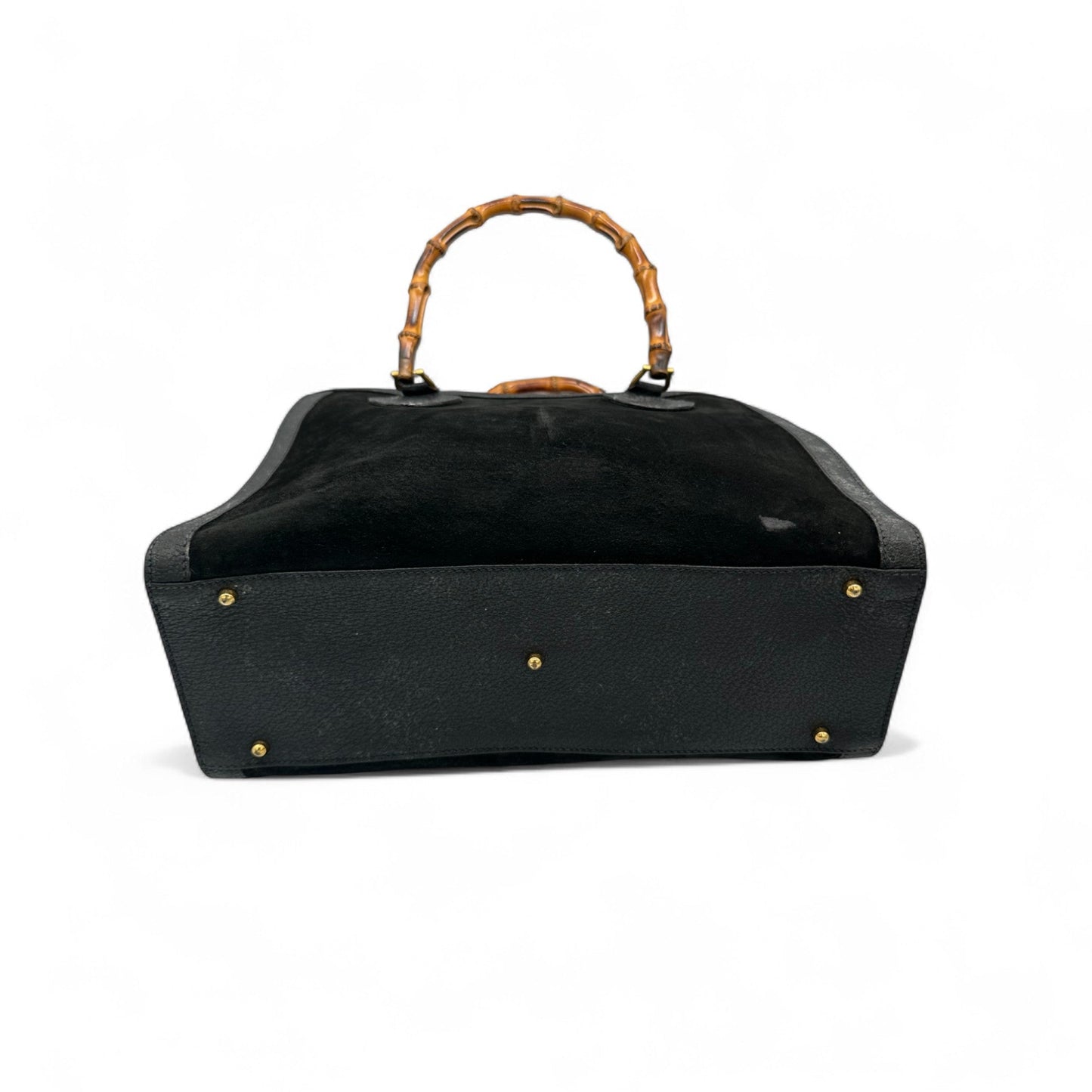 Vintage Gucci Diana Bamboo Tote Handbag with Black Leather Trim and Suede - Thanks it's Vintage