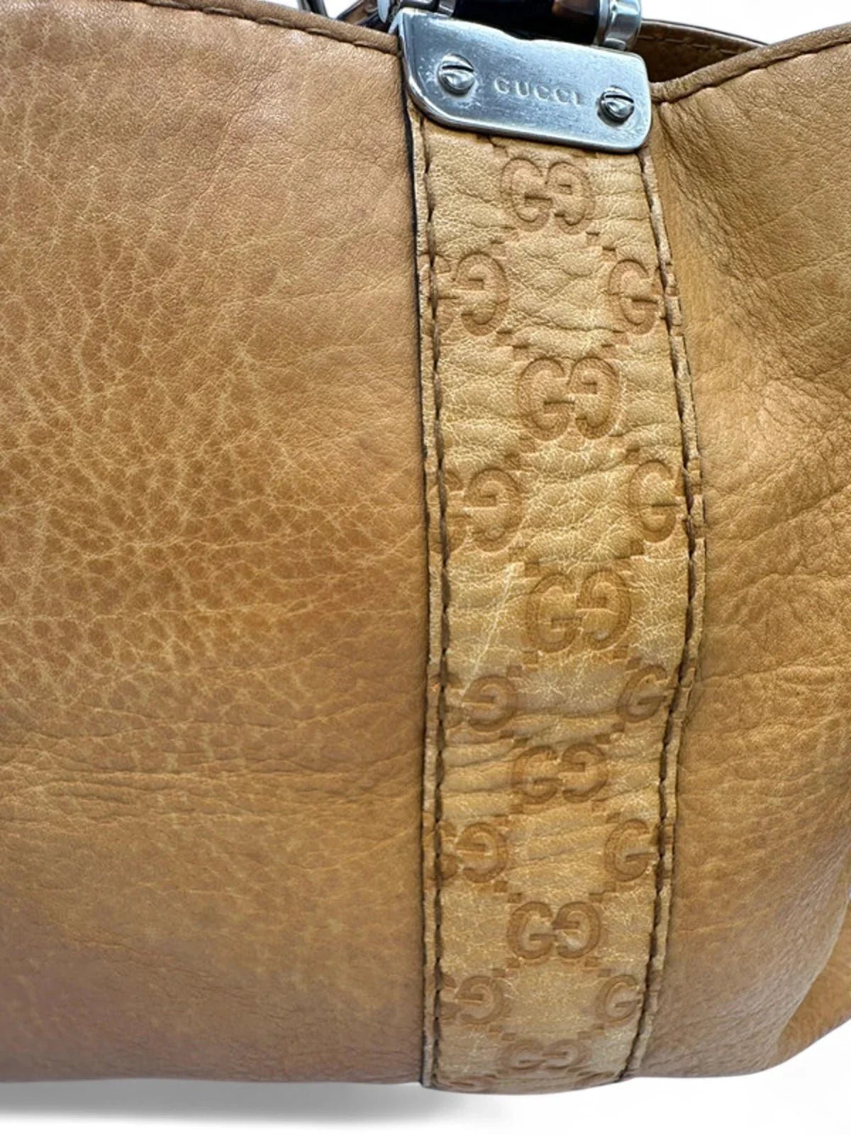 Vintage Gucci GG Signature Bamboo Bar Tote bag Mustard Leather - Thanks it's Vintage