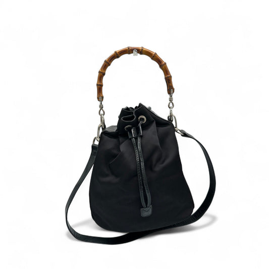 Vintage Gucci Nylon Bamboo Drawstring Bucket Bag - Thanks it's Vintage