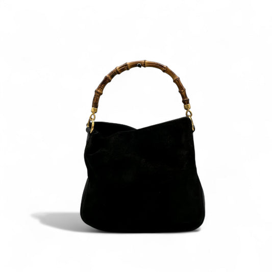 Vintage Gucci Suede Bamboo 001 - 1014 Handbag - Thanks it's Vintage
