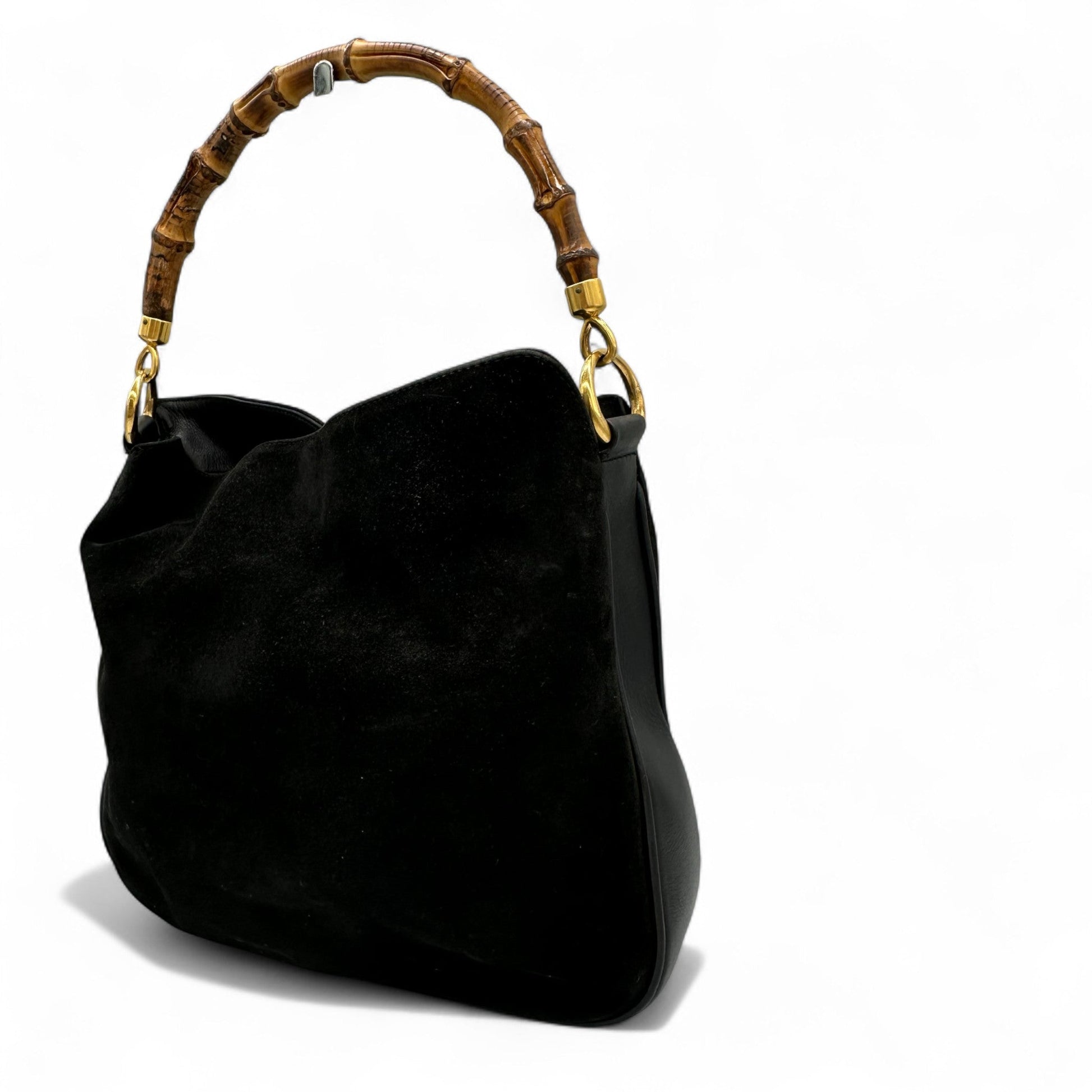 Vintage Gucci Suede Bamboo 001 - 1014 Handbag - Thanks it's Vintage