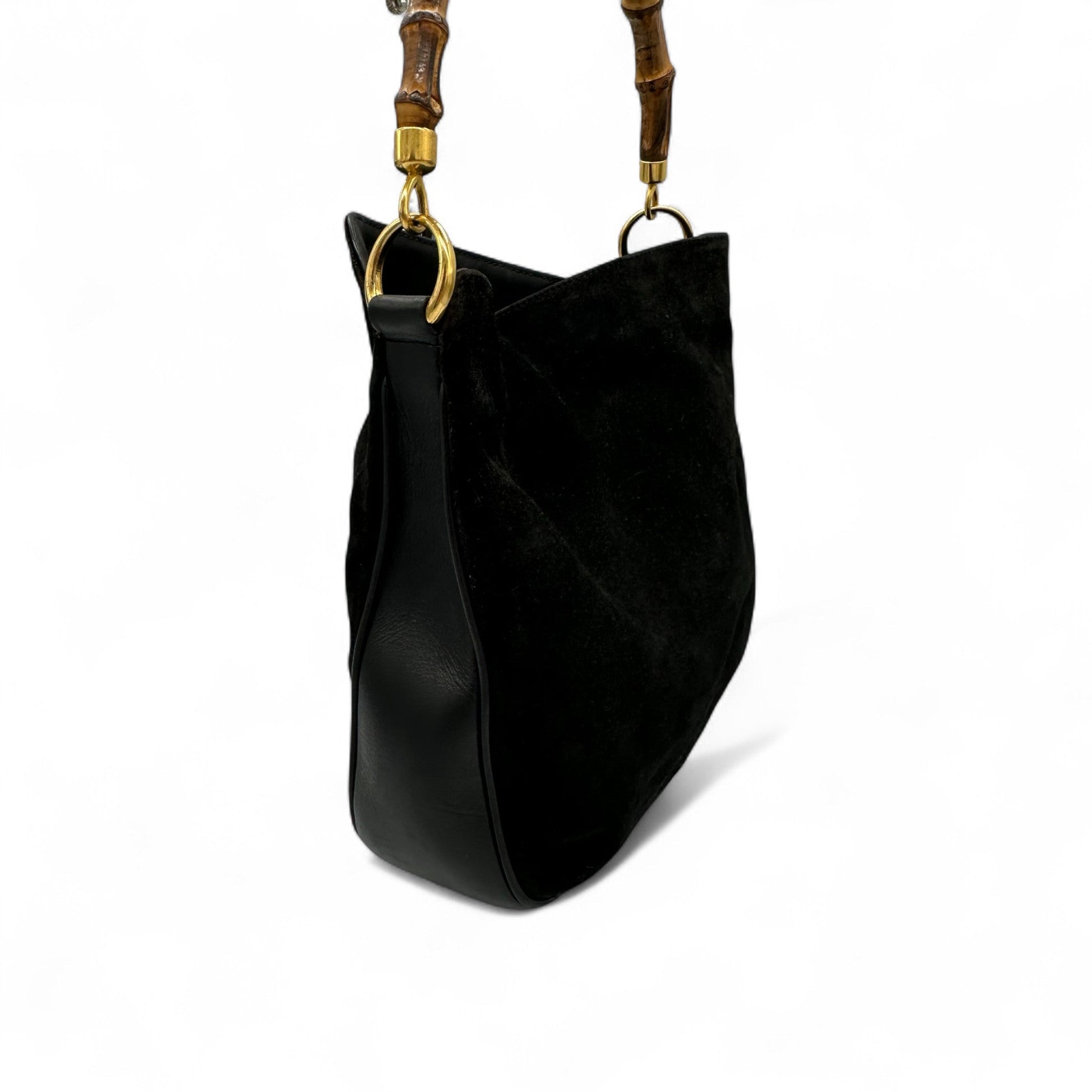 Vintage Gucci Suede Bamboo 001 - 1014 Handbag - Thanks it's Vintage