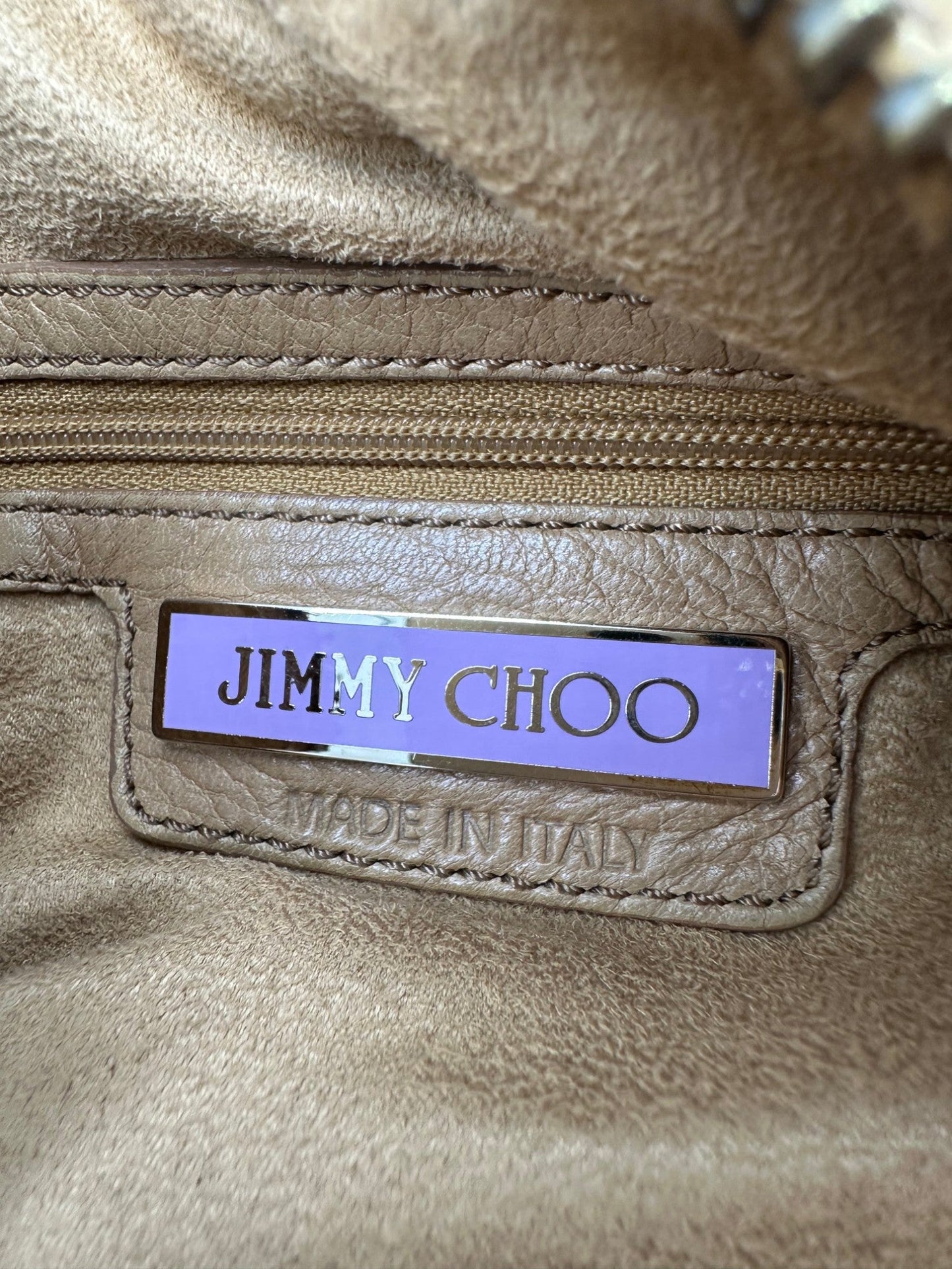 Vintage Jimmy Choo Lily Slouchy Hobo Shoulder Bag with Fringe Detail in Tan Leather - Thanks it's Vintage