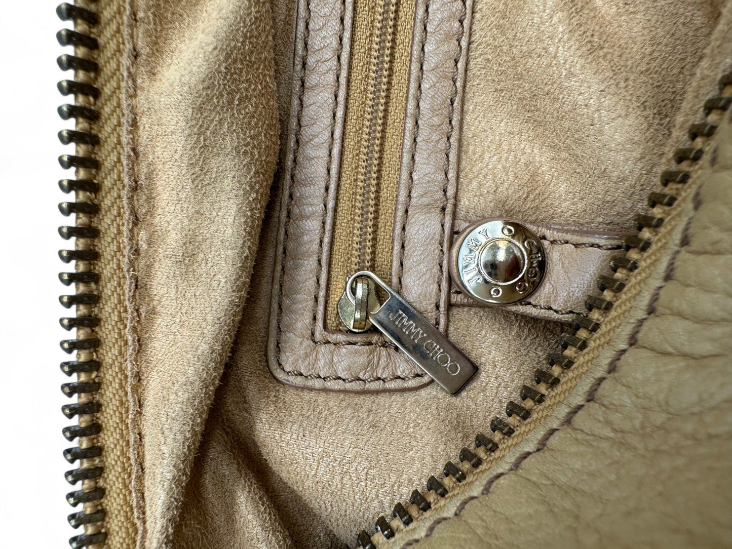 Vintage Jimmy Choo Lily Slouchy Hobo Shoulder Bag with Fringe Detail in Tan Leather - Thanks it's Vintage