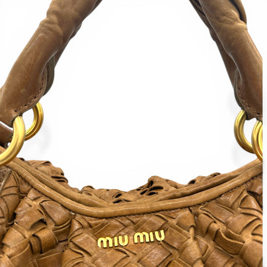 Vintage Miu Miu Fango Intreccio Woven Leather Hobo Bag - Thanks it's Vintage