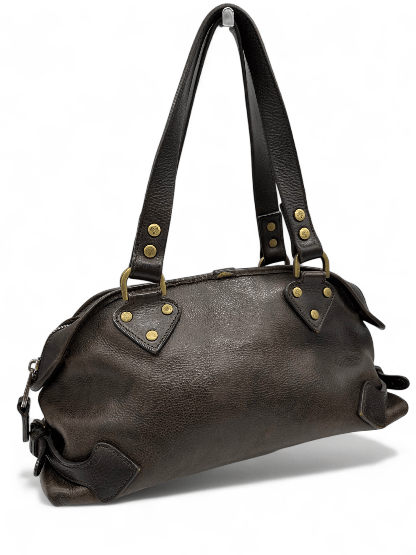 Vintage Mulberry Knightsbridge Turnlock Handbag in Chocolate Brown Leather - Thanks it's Vintage