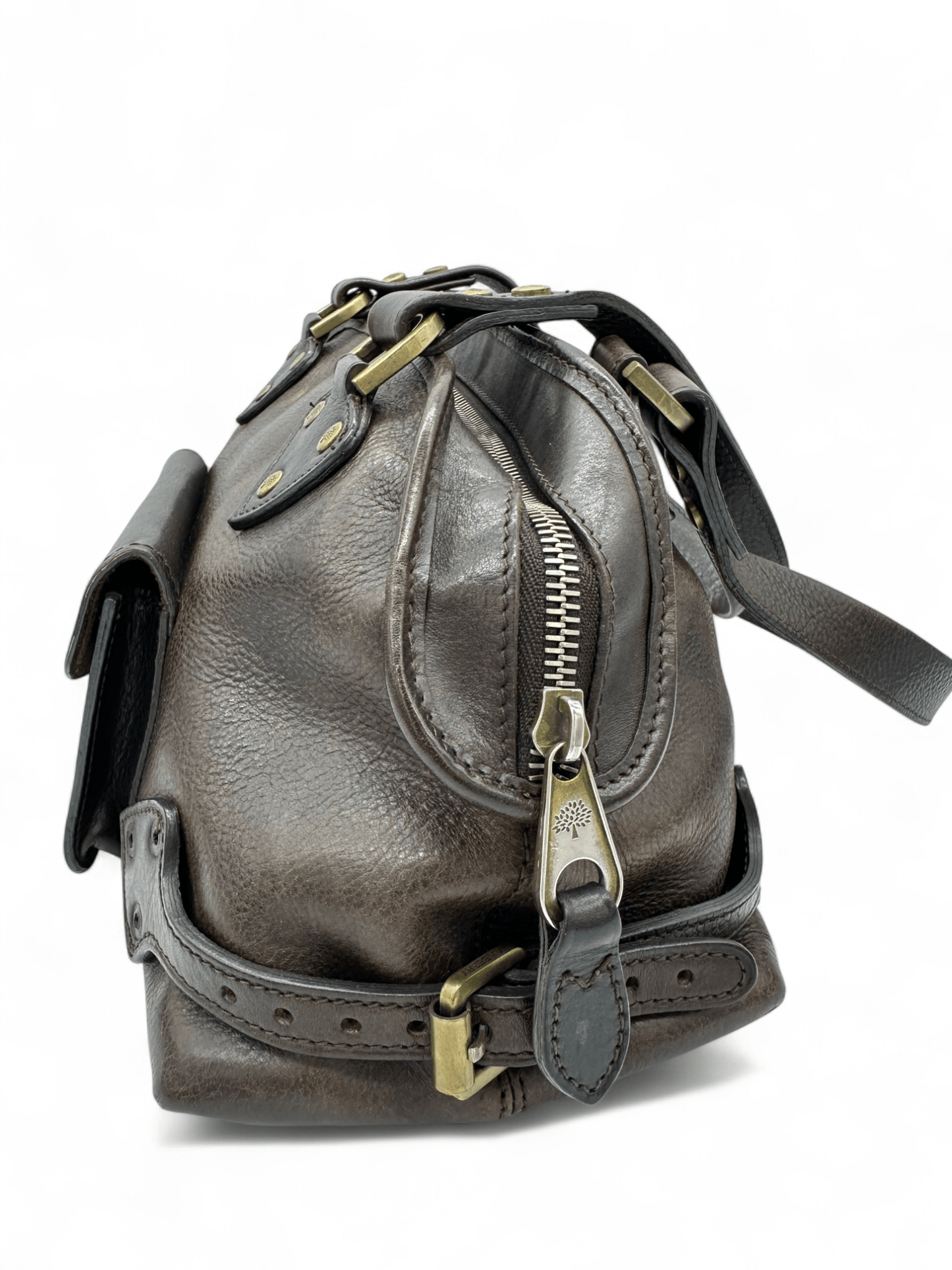 Vintage Mulberry Knightsbridge Turnlock Handbag in Chocolate Brown Leather - Thanks it's Vintage