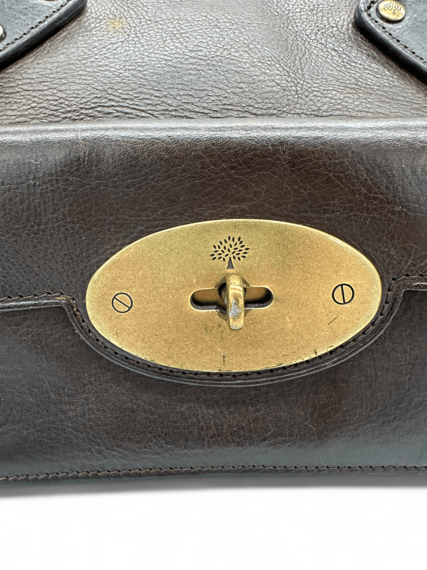Vintage Mulberry Knightsbridge Turnlock Handbag in Chocolate Brown Leather - Thanks it's Vintage