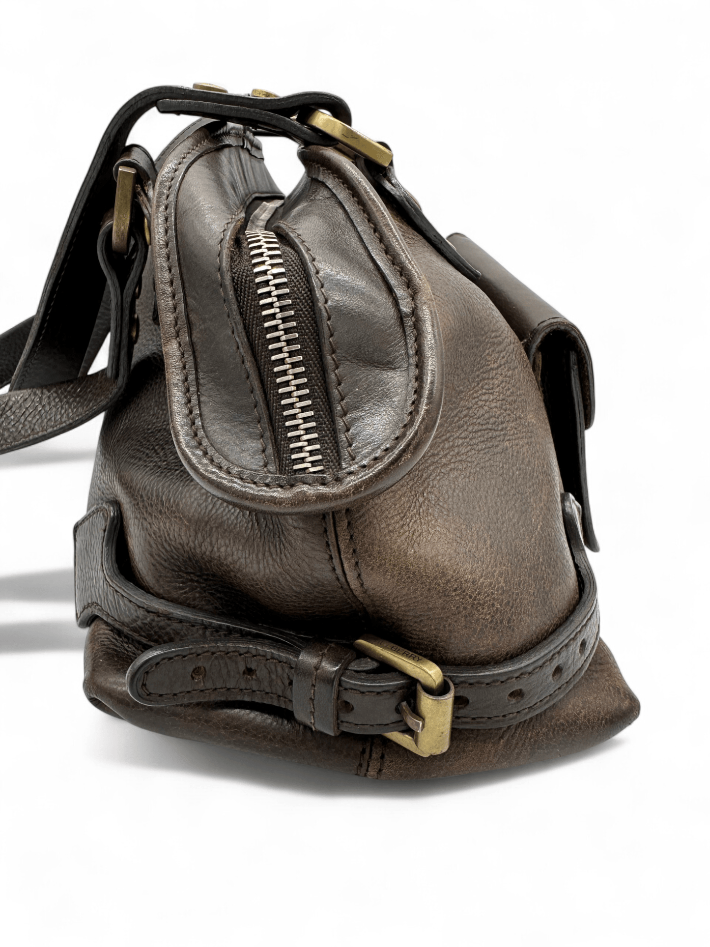 Vintage Mulberry Knightsbridge Turnlock Handbag in Chocolate Brown Leather - Thanks it's Vintage