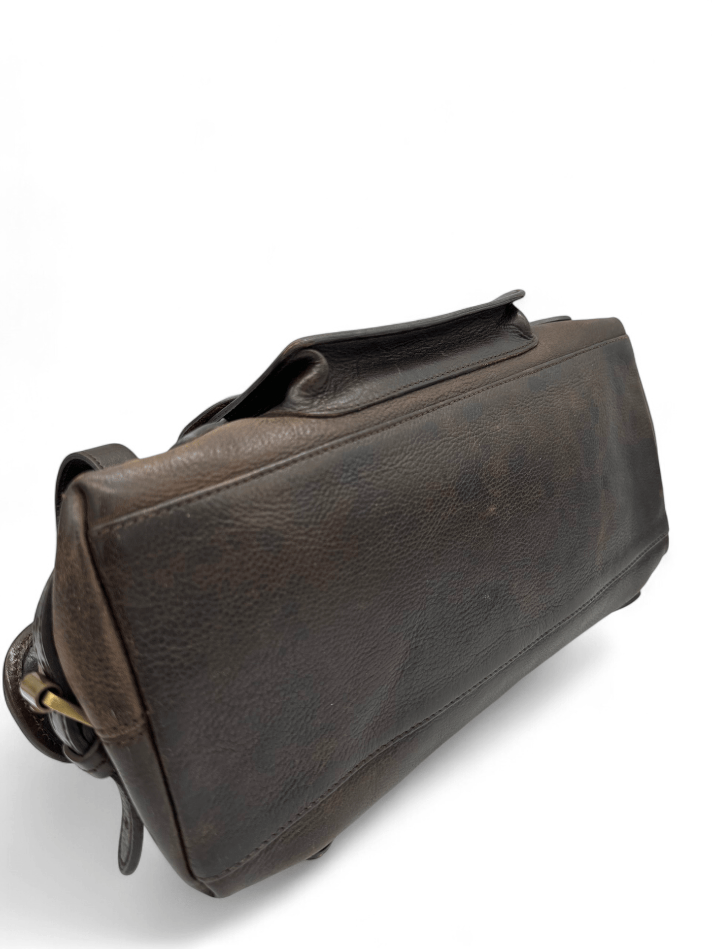 Vintage Mulberry Knightsbridge Turnlock Handbag in Chocolate Brown Leather - Thanks it's Vintage