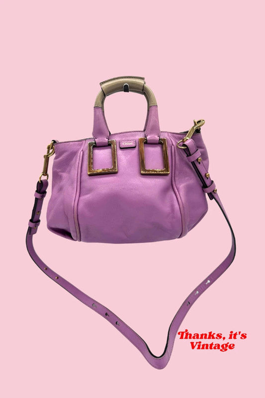 Vintage Chloé Lilac Leather Ethel Handbag with Two Way Straps
