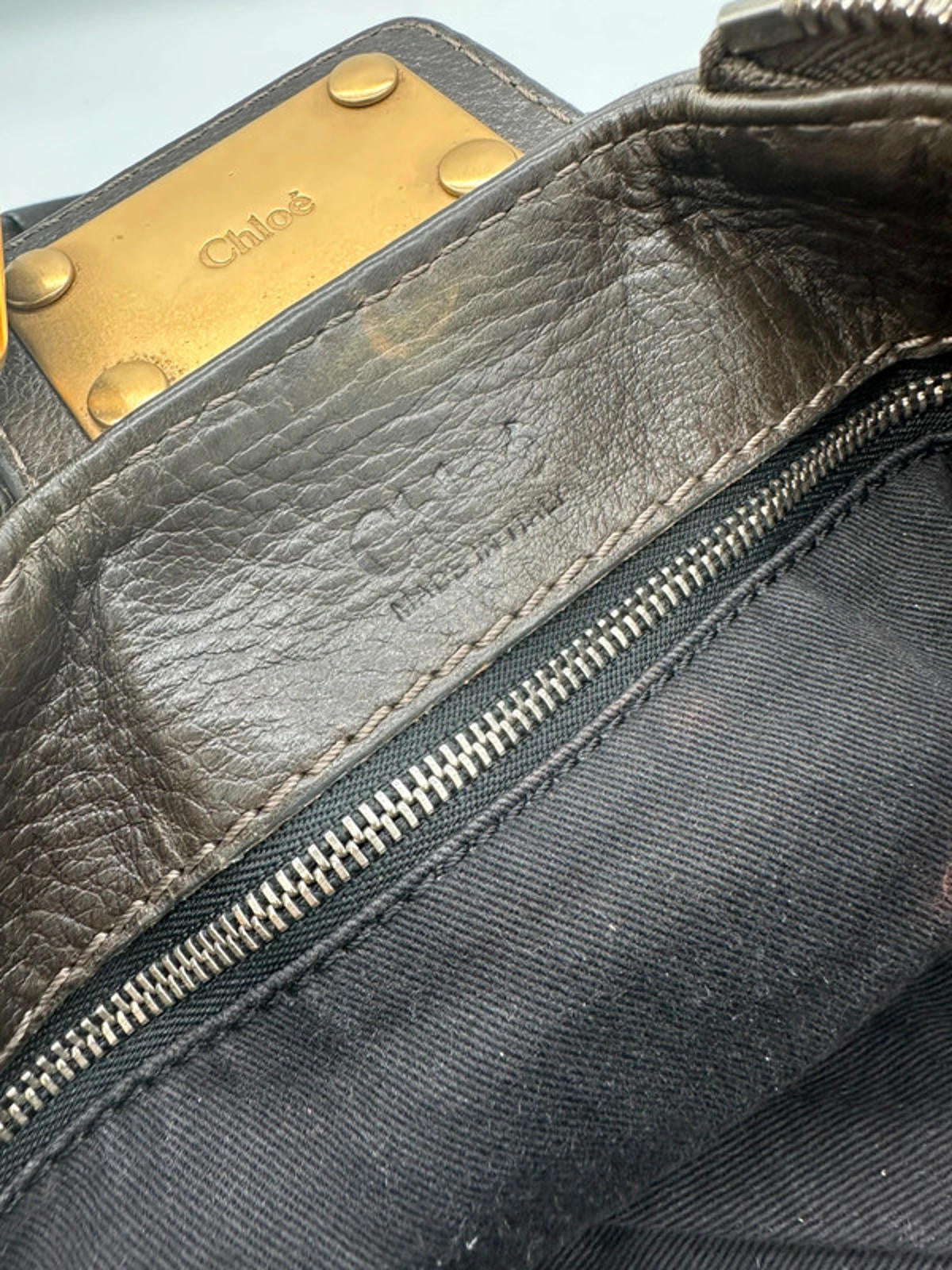 Vintage Chloé Paddington Handbag in Dark Brown Grain Leather