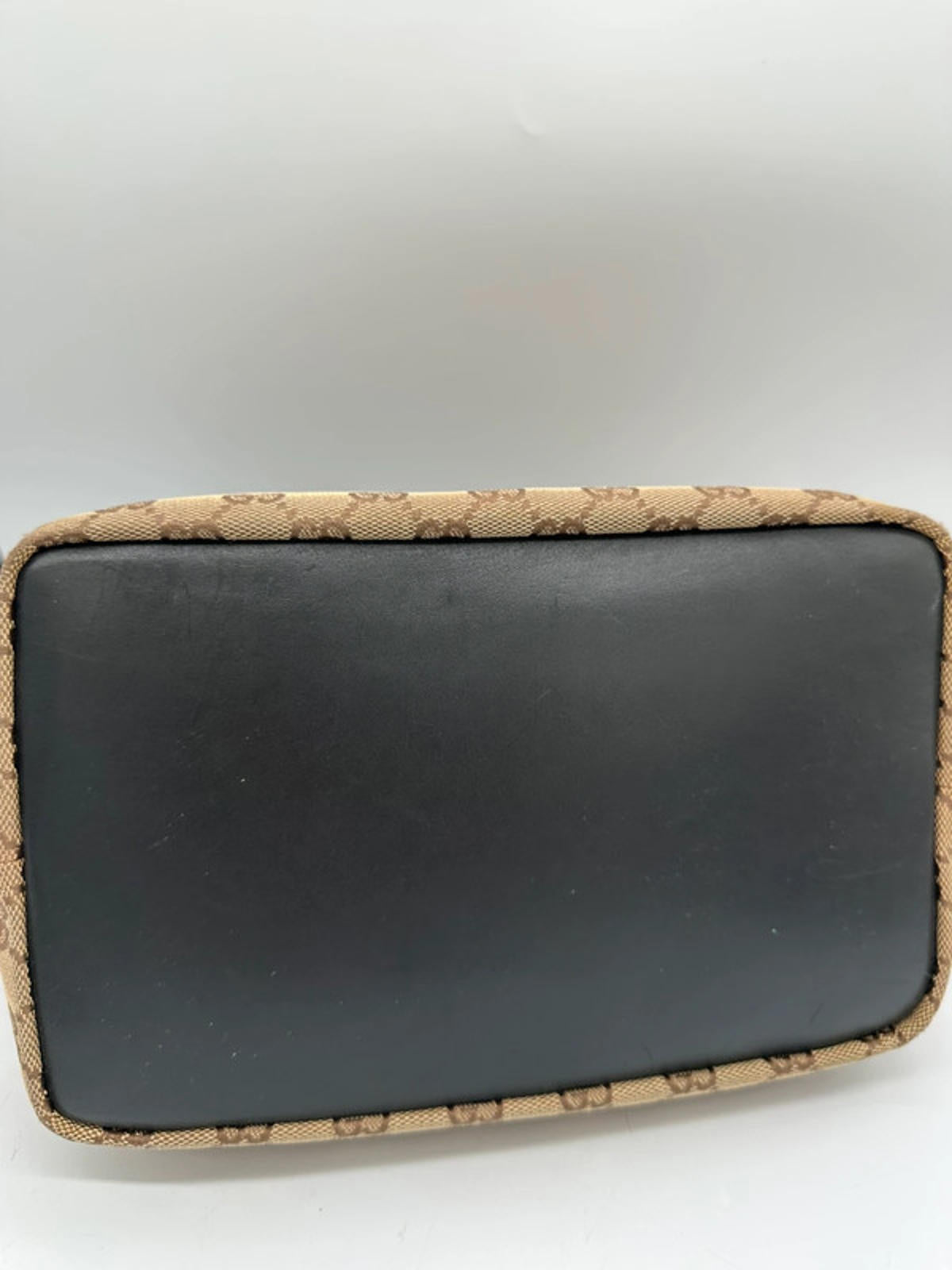 Vintage Gucci GG Monogram Brown Bamboo Crescent Shoulder Bag