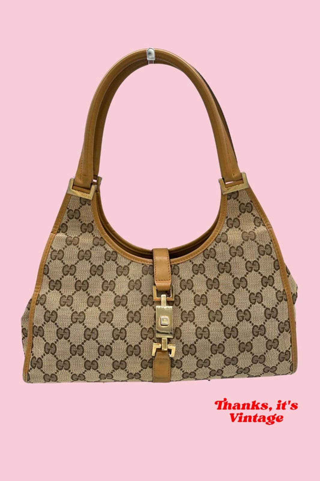 Vintage Gucci Brown GG Monogram Jackie 1961 Bardot Handbag
