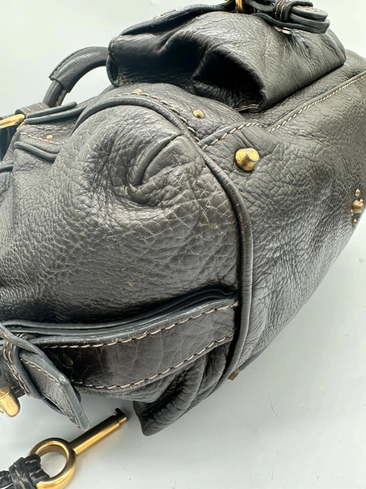 Vintage Chloé Paddington Handbag in Dark Brown Grain Leather