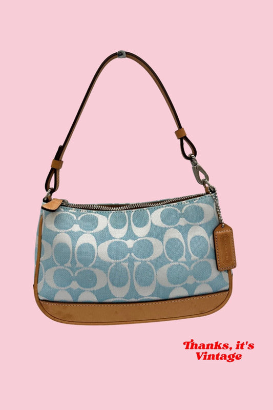 Vintage Coach 6094 Turquoise Monogram Mini Shoulder bag