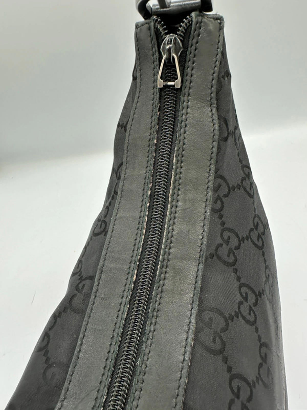 Vintage Gucci Black Monogram Bamboo Shoulder Bag