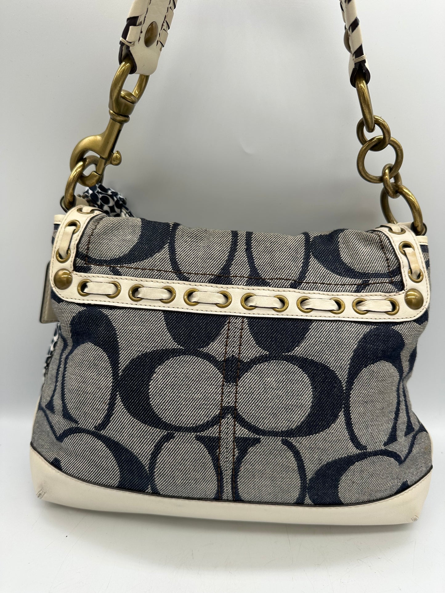 Vintage Coach 10490 Legacy Shoulder Bag Y2K Turnlock and Denim Monogram