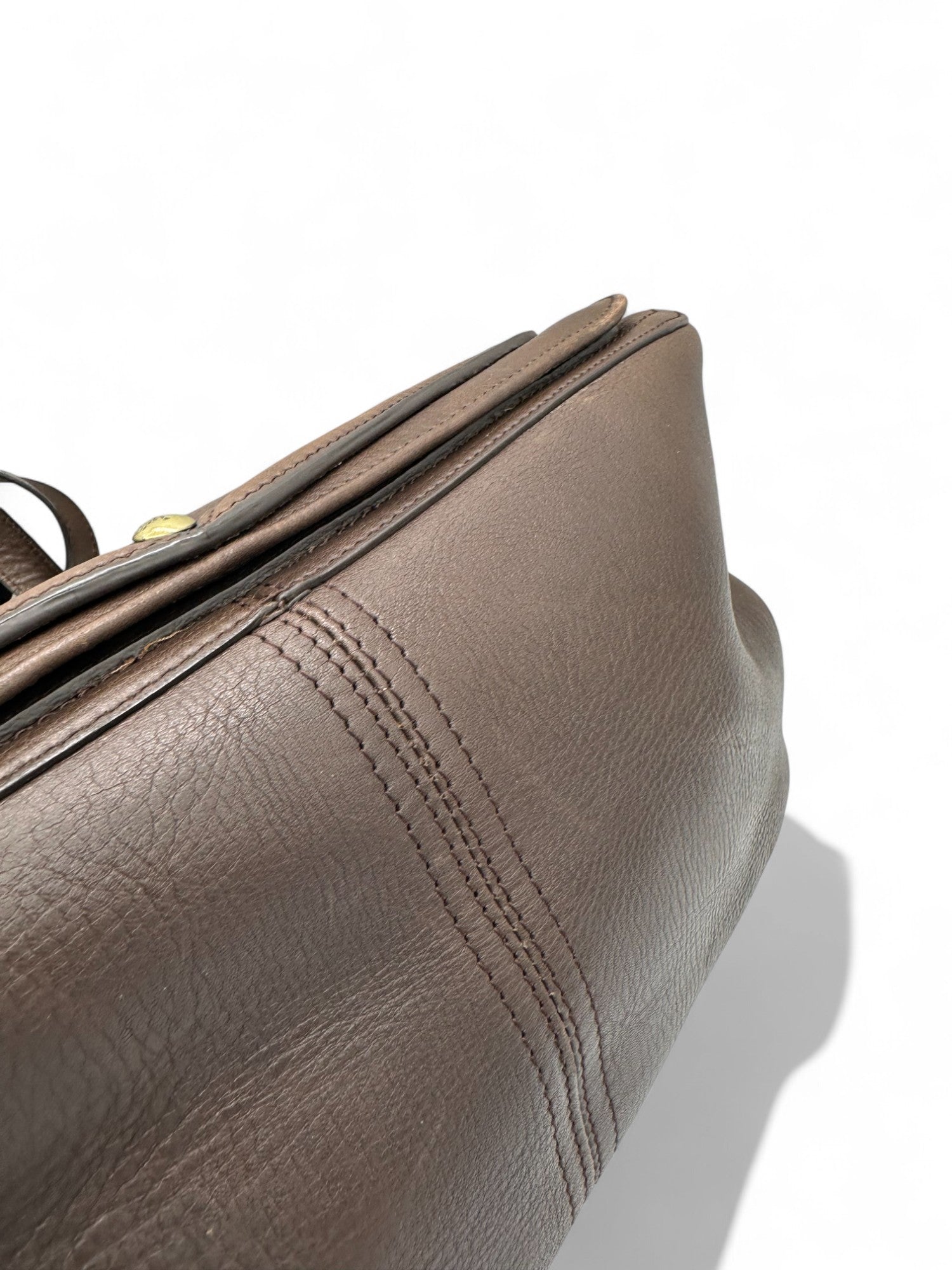 Vintage Mulberry Smithfield Tote Bag in Brown Leather with Brass Turnlock Fastening - Thanks it's Vintage