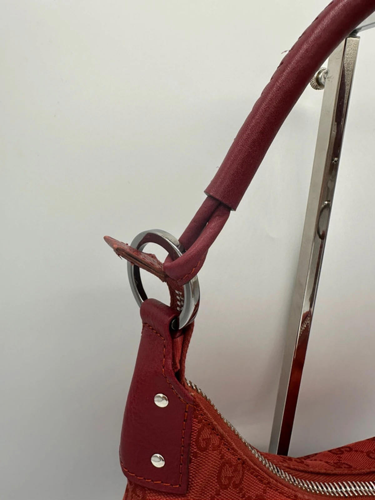 Vintage Gucci Red GG Monogram Mini Jackie Hobo