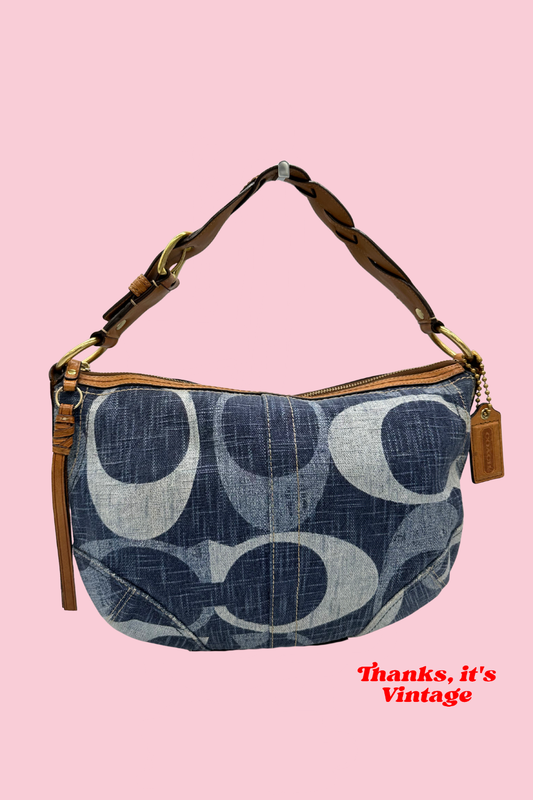 Vintage Coach 10190 Denim Monogram Hobo Shoulder Bag Y2K