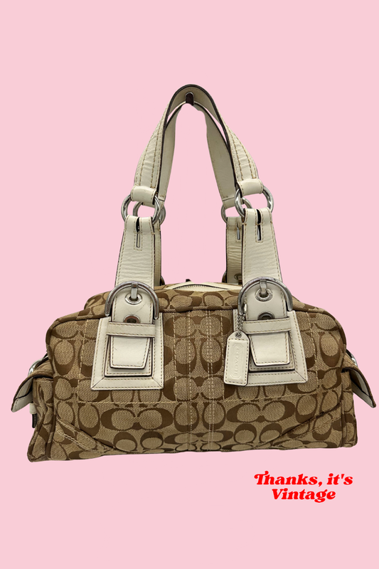 Vintage Coach 10078 Soho Boston Shoulder Bag Monogram Y2K Buckle Detail