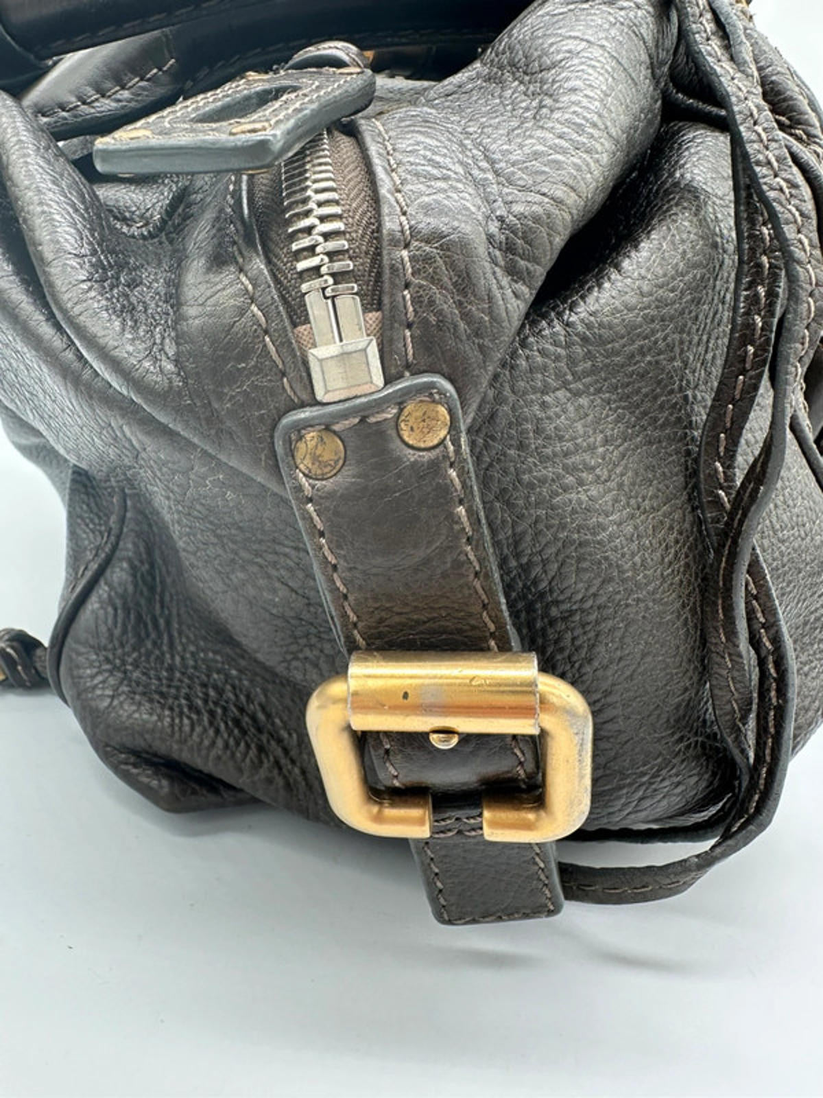 Vintage Chloé Paddington Handbag in Dark Brown Grain Leather