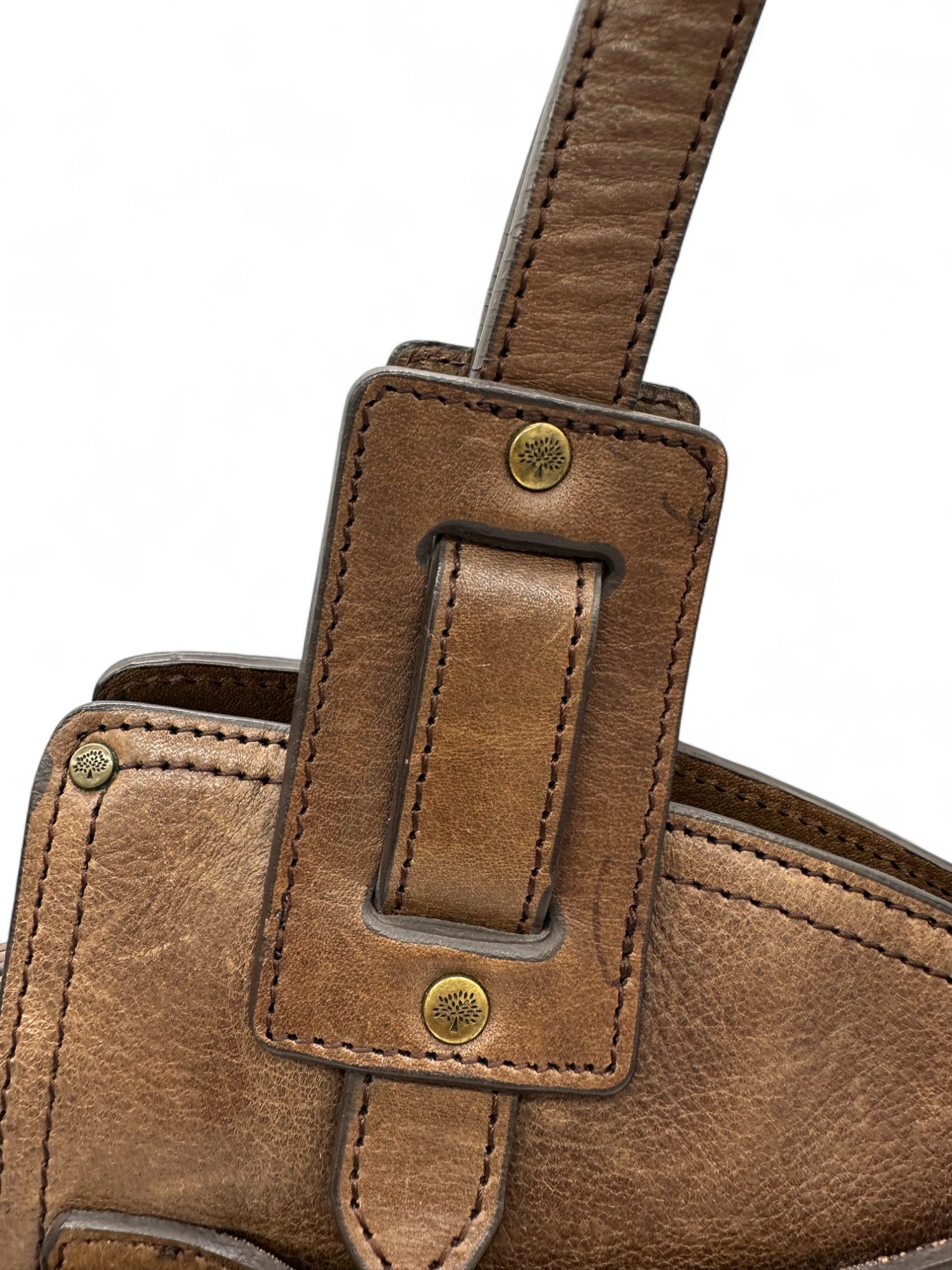 Vintage Mulberry Smithfield Tote Bag in Brown Leather with Brass Turnlock Fastening - Thanks it's Vintage