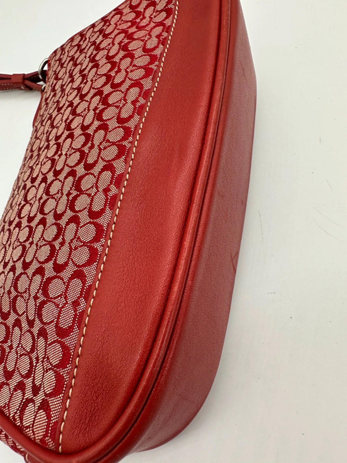 Rare Vintage Coach 6622 Cherry Red Mini Demi Shoulder Bag in Signature Monogram