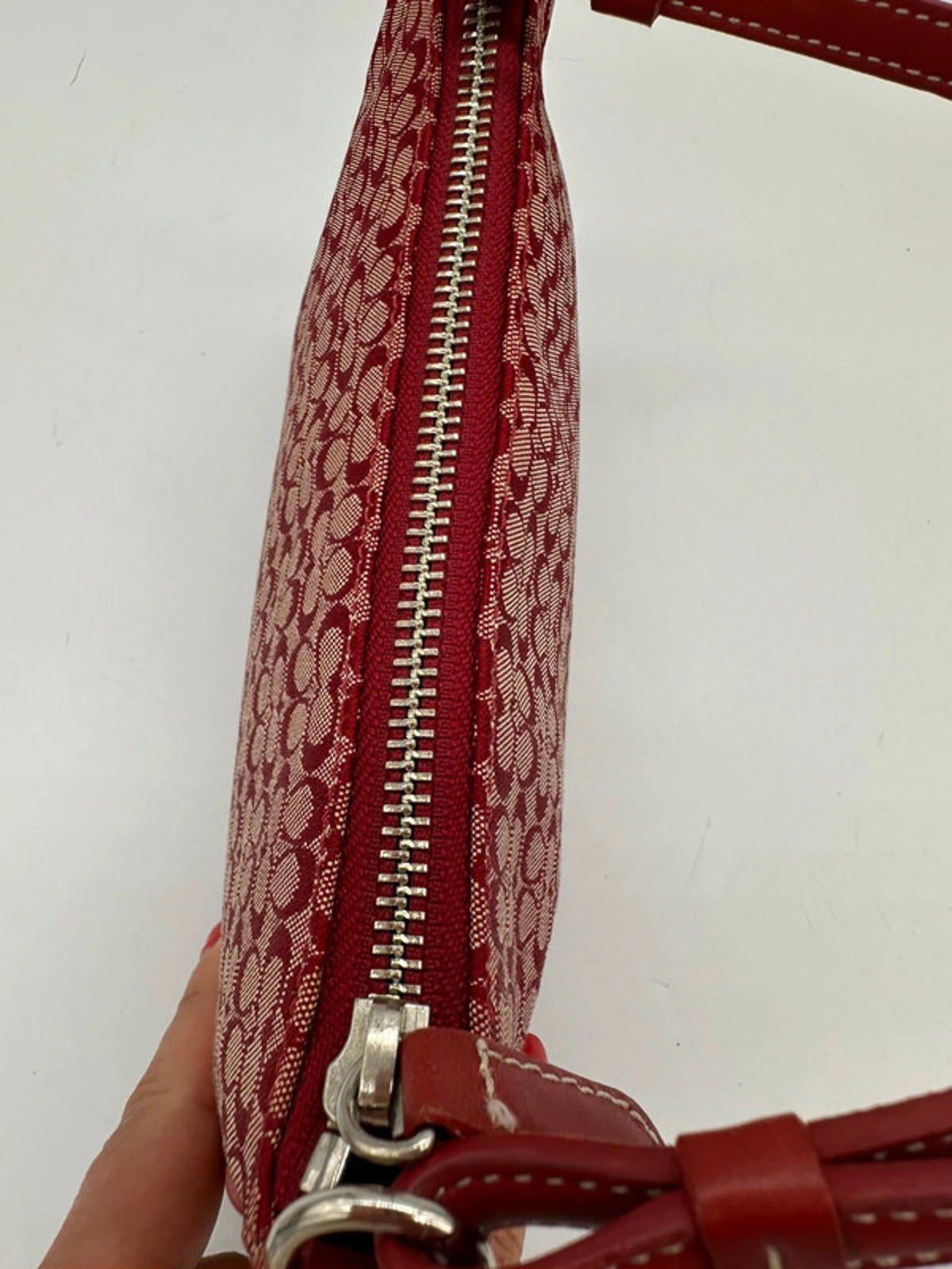 Rare Vintage Coach 6622 Cherry Red Mini Demi Shoulder Bag in Signature Monogram