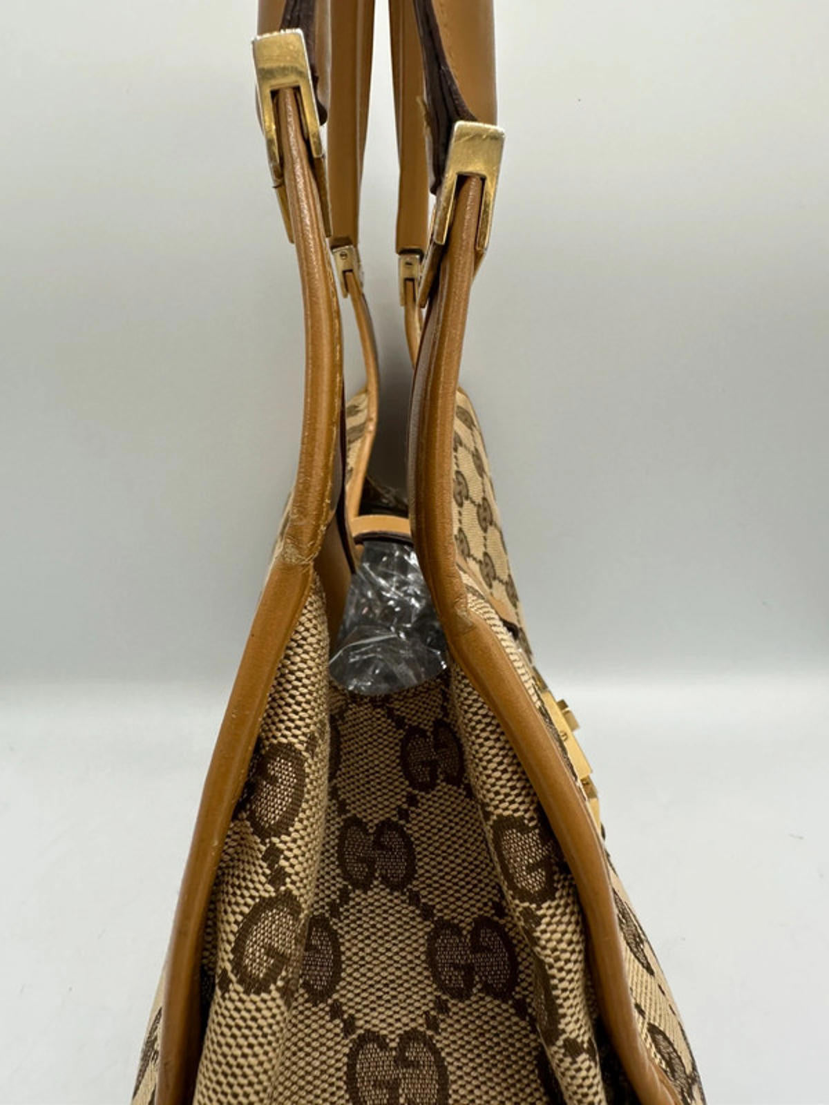 Vintage Gucci Brown GG Monogram Jackie 1961 Bardot Handbag