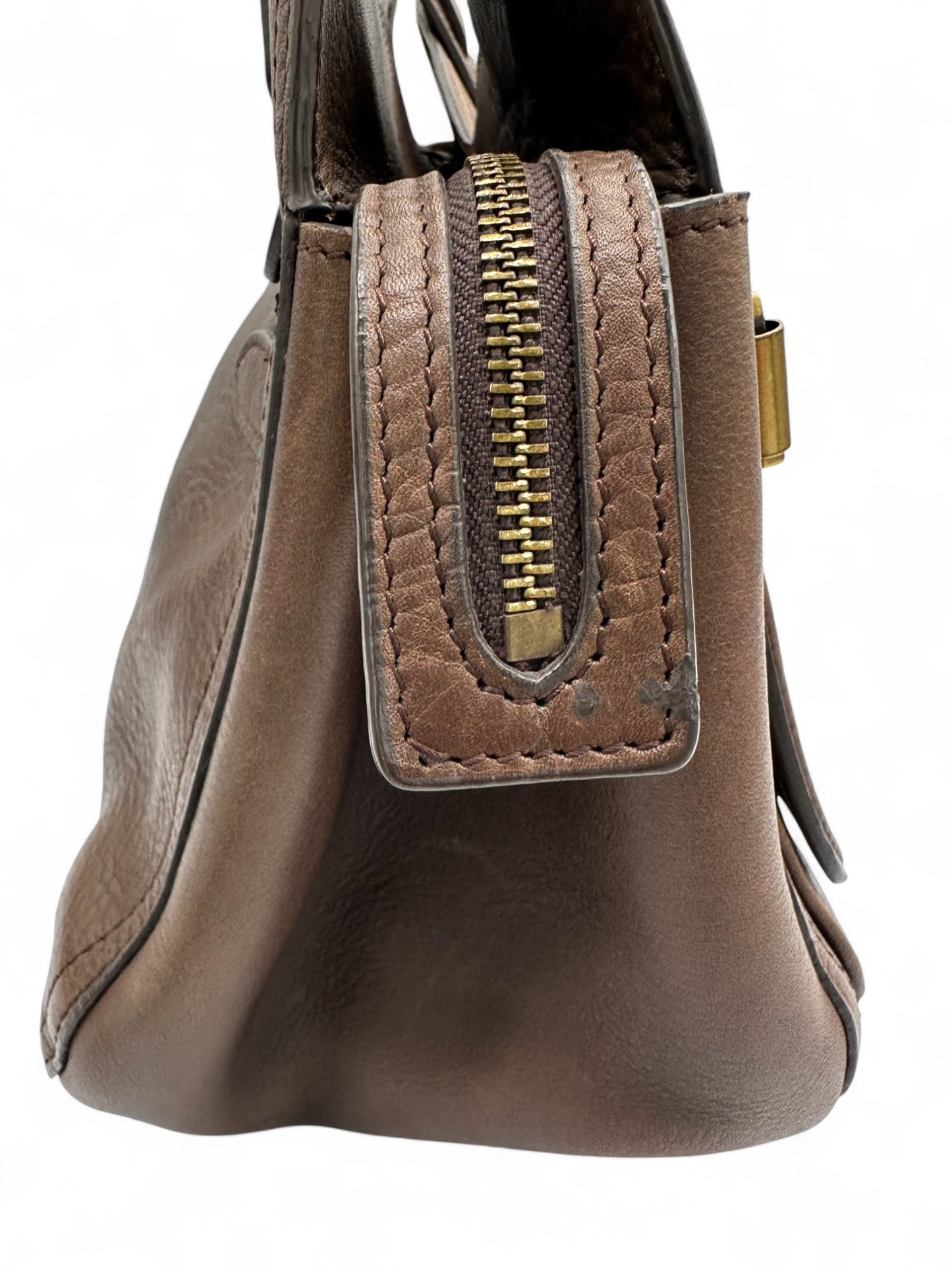 Vintage Mulberry Smithfield Tote Bag in Brown Leather with Brass Turnlock Fastening - Thanks it's Vintage