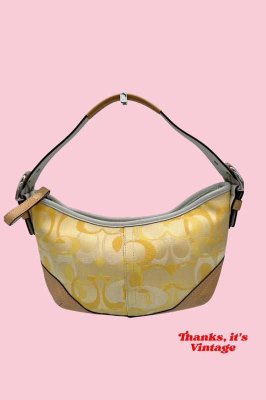 Vintage Coach 1850 Rare Y2K Optic Monogram Yellow Shoulder Bag