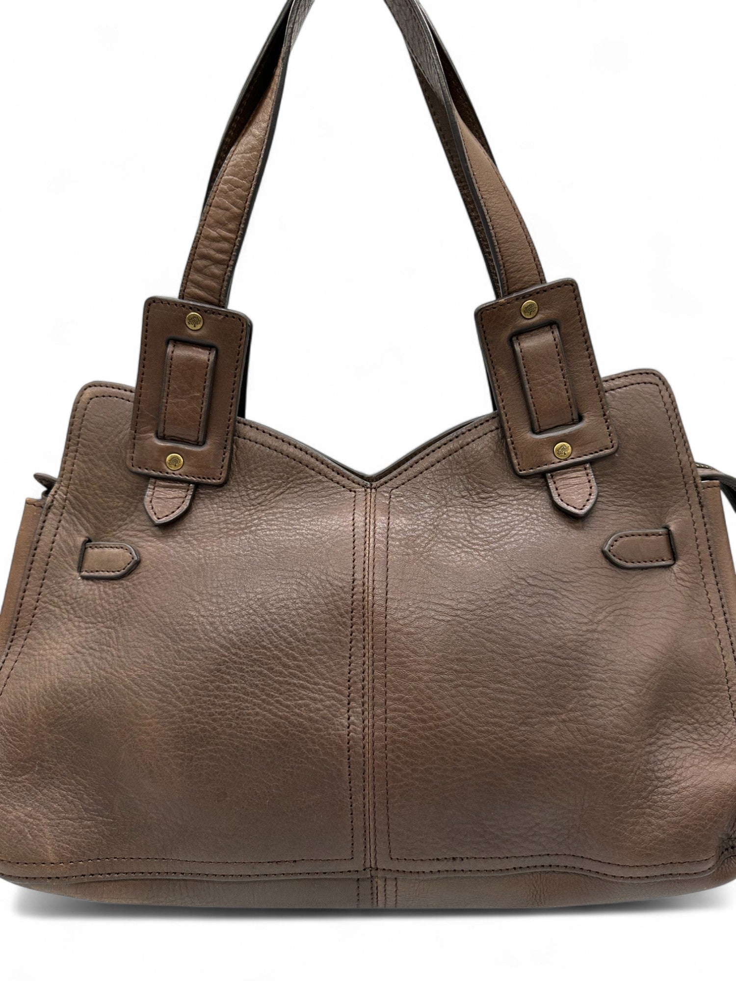Vintage Mulberry Smithfield Tote Bag in Brown Leather with Brass Turnlock Fastening - Thanks it's Vintage