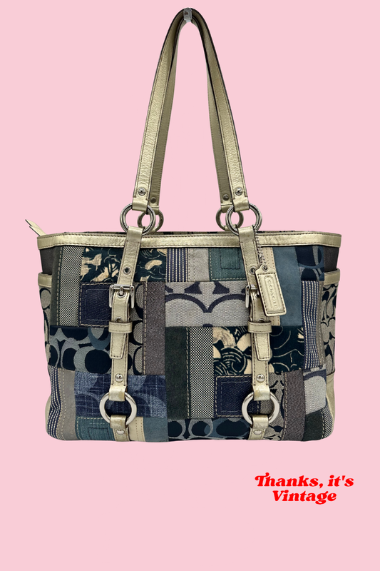 Vintage Coach 13721 Denim Patchwork Tote Shoulder Bag Y2K