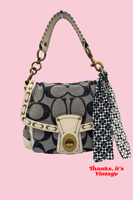 Vintage Coach 10490 Legacy Shoulder Bag Y2K Turnlock and Denim Monogram
