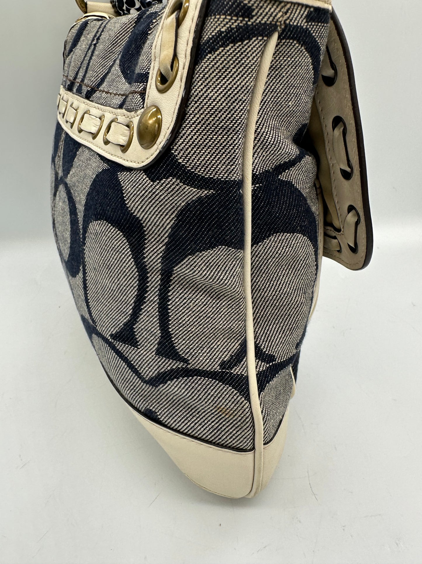 Vintage Coach 10490 Legacy Shoulder Bag Y2K Turnlock and Denim Monogram