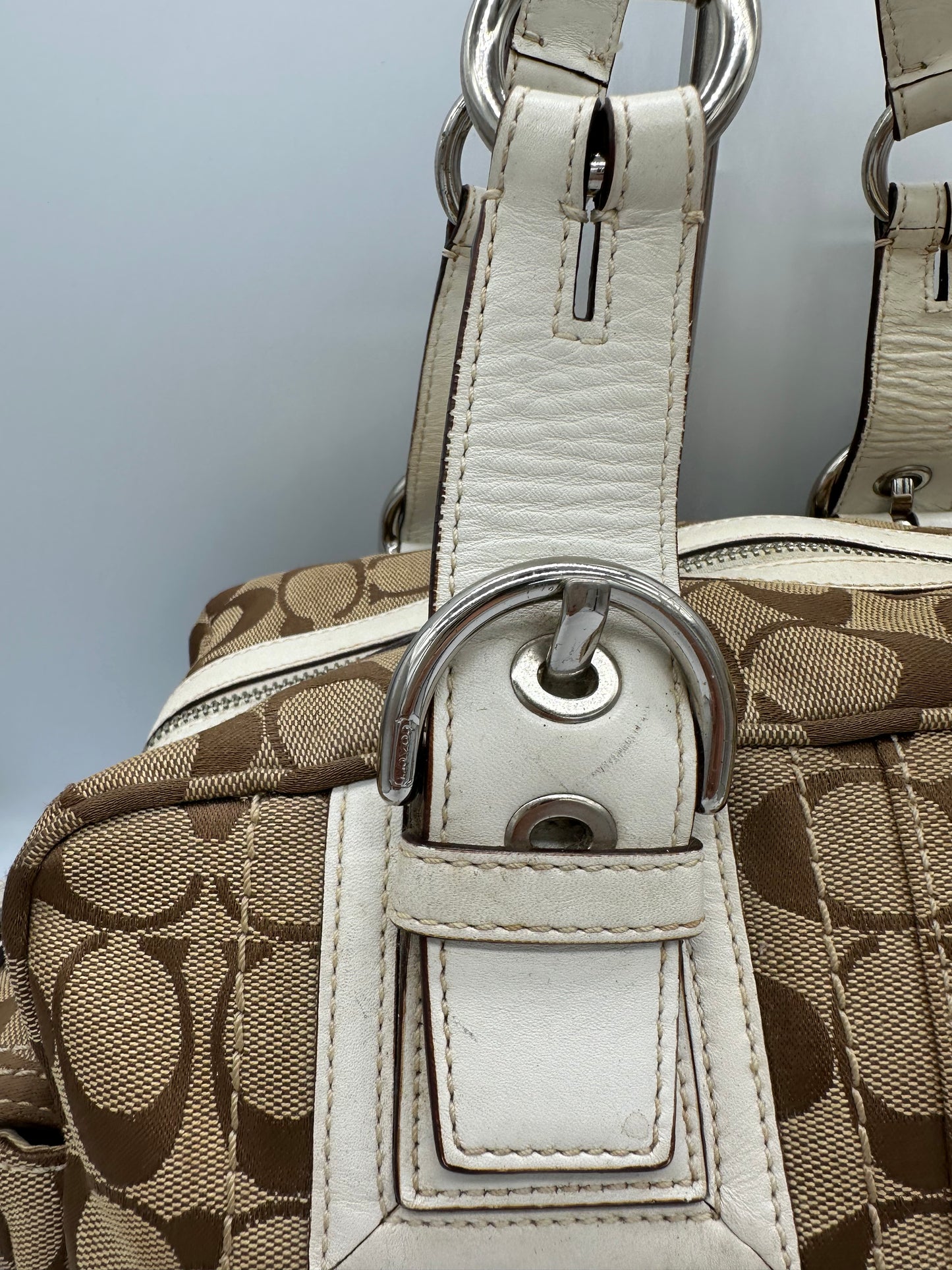 Vintage Coach 10078 Soho Boston Shoulder Bag Monogram Y2K Buckle Detail